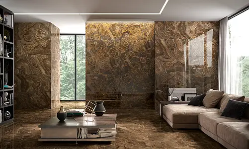 Piastrella di fondo, Effetto pietra,altri tipi di marmo, Colore marrone, Gres porcellanato smaltato, 60x60 cm, Superficie levigata