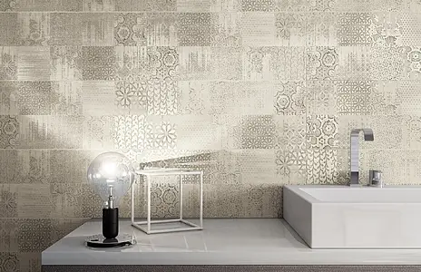 Decoratief element, Effect betonlook, Kleur grijze, Stijl patchwork, Keramiek, 26x60.5 cm, Oppervlak mat