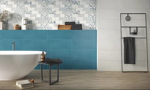 Background tile, Color navy blue,grey,white, Style patchwork, Ceramics, 32x80.5 cm, Finish matte