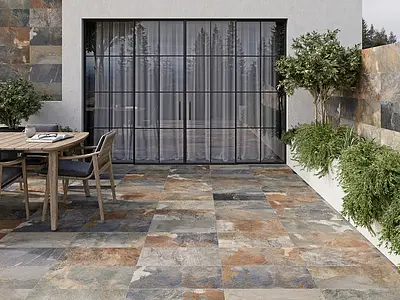 Background tile, Effect slate, Color brown,multicolor, Glazed porcelain stoneware, 29.5x60 cm, Finish antislip
