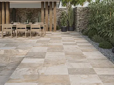 Background tile, Effect left_menu_balijskij_kamen, Color beige, Glazed porcelain stoneware, 29.5x60 cm, Finish antislip