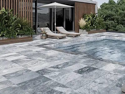 Background tile, Effect left_menu_balijskij_kamen, Color grey, Glazed porcelain stoneware, 29.5x60 cm, Finish antislip
