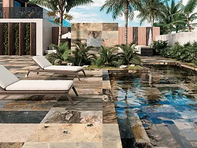 Background tile, Effect left_menu_balijskij_kamen, Color multicolor, Glazed porcelain stoneware, 60x120 cm, Finish antislip