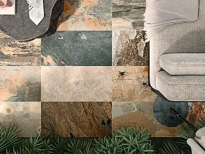 Background tile, Effect left_menu_balijskij_kamen, Color multicolor, Glazed porcelain stoneware, 60x120 cm, Finish antislip