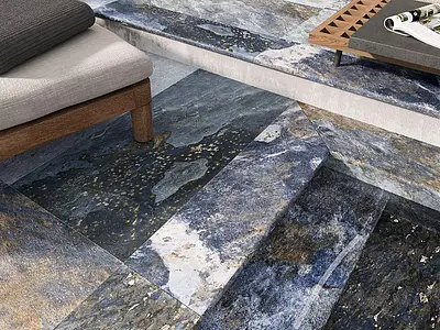 Background tile, Effect left_menu_balijskij_kamen, Color navy blue, Glazed porcelain stoneware, 60x120 cm, Finish antislip