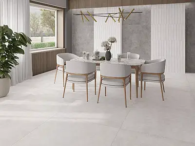 Azulejo base, Efecto hormigón, Color blanco, Gres porcelánico esmaltado, 60x120 cm, Acabado mate