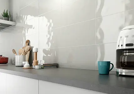 Background tile, Effect unicolor, Color white, Ceramics, 25x50 cm, Finish glossy