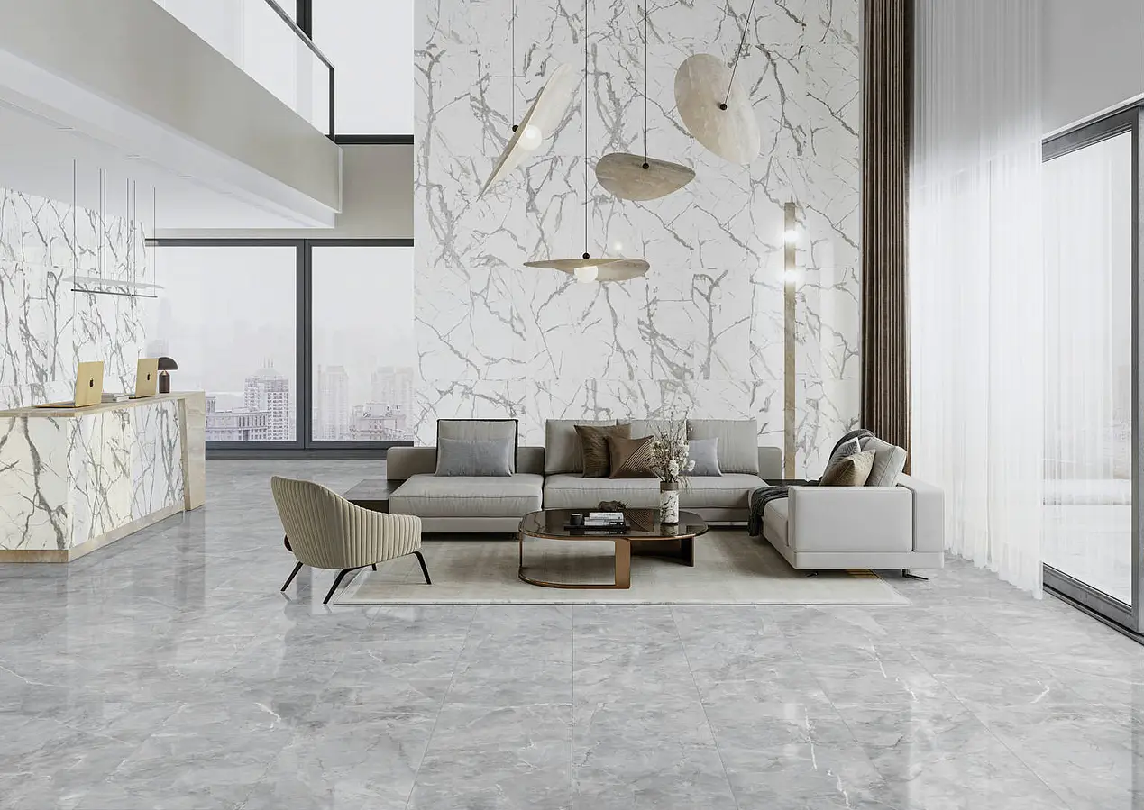 Background tile, Effect stone,other marbles, Color grey, Glazed porcelain stoneware, 60x120 cm, Finish polished