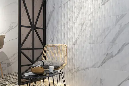 Background tile, Effect calacatta, Color white, Ceramics, 40x120 cm, Finish matte