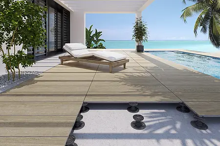 Background tile, Effect wood, Color beige, Glazed porcelain stoneware, 25x150 cm, Finish antislip