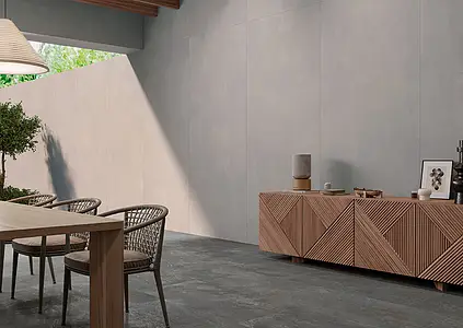 Background tile, Effect concrete, Color grey, Glazed porcelain stoneware, 120x280 cm, Finish matte