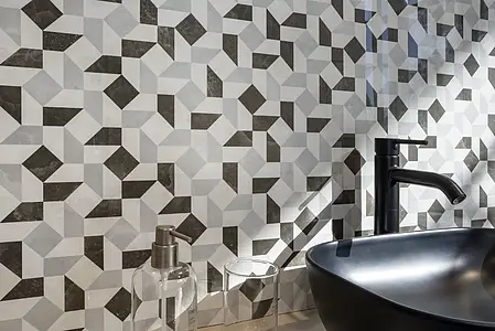 Background tile, Effect other marbles, Color black & white, Glazed porcelain stoneware, 60x120 cm, Finish matte