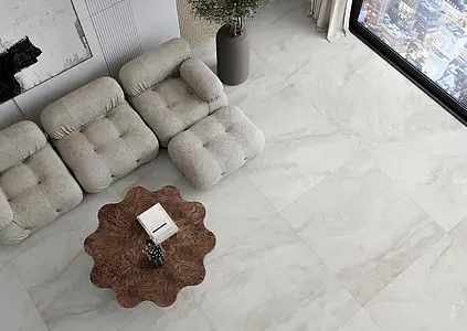 Azulejo base, Efecto otros tipos de mármol, Color blanco, Gres porcelánico esmaltado, 120x120 cm, Acabado pulido