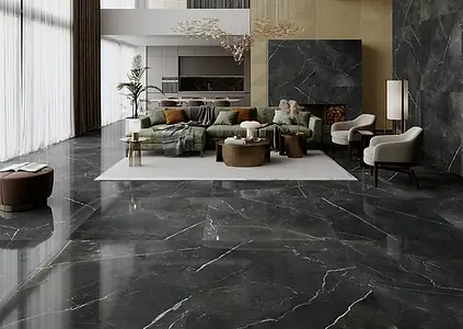 Carrelage, Effet pierre,autres types de marbre, Teinte noire, Grès cérame émaillé, 120x120 cm, Surface polie
