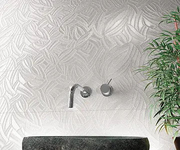 Carrelage, Effet unicolore, Teinte blanche, Céramique, 30x90 cm, Surface 3D