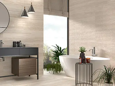 Background tile, Effect travertine, Color beige, Glazed porcelain stoneware, 60x120 cm, Finish matte