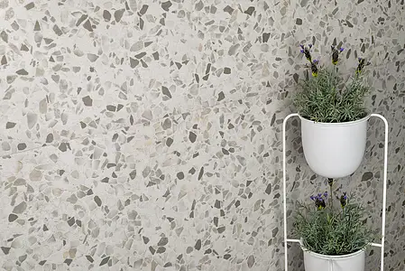 Background tile, Effect terrazzo, Color grey, Glazed porcelain stoneware, 60x120 cm, Finish matte