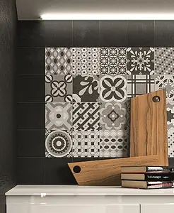 Grundflise, Effekt marokkanske fliser, Farve grå, Stil patchwork, Glaseret porcelænsstentøj, 20x20 cm, Overflade skridsikker