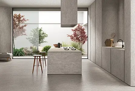 Background tile, Effect slate, Color grey, Unglazed porcelain stoneware, 120x278 cm, Finish antislip