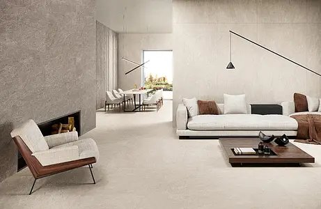 Background tile, Effect slate, Color white, Unglazed porcelain stoneware, 120x278 cm, Finish antislip