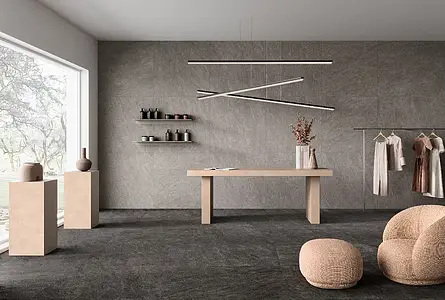 Background tile, Effect slate, Color black, Unglazed porcelain stoneware, 120x120 cm, Finish antislip