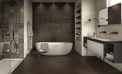 Forge Porcelain Tiles produced by NovaBell Ceramiche, Metal effect