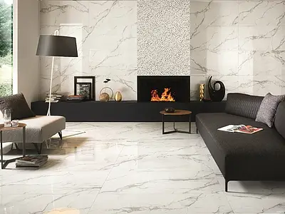 Piastrella di fondo, Effetto pietra,altri tipi di marmo, Colore bianco, Gres porcellanato smaltato, 60x120 cm, Superficie levigata