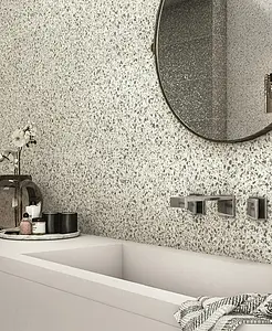 Effect terrazzo look, Kleur witte, Basistegels, Geglazuurde porseleinen steengoed, 30x60 cm, Oppervlak antislip 