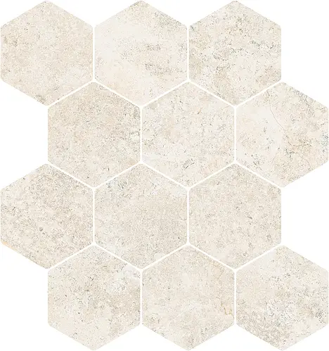 NovaBell Ceramiche, Landstone, LST887N_LstEsagonaCircleRawWhite