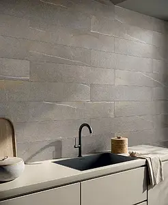 Background tile, Effect stone,limestone, Color grey, Glazed porcelain stoneware, 20x120 cm, Finish antislip