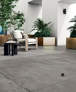 Grundflise, Effekt beton, Farve grå,brun, Glaseret porcelænsstentøj, 80x80 cm, Overflade skridsikker