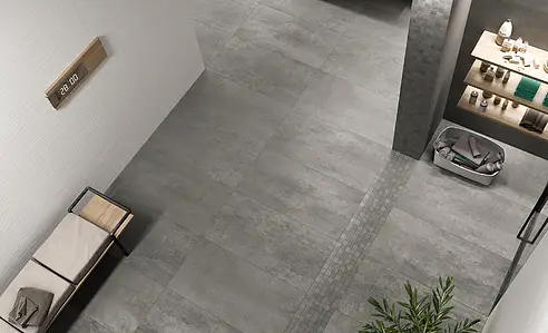 Background tile, Effect concrete, Color grey, Glazed porcelain stoneware, 60x120 cm, Finish antislip