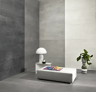 Basistegels, Effect betonlook, Kleur zwarte, Geglazuurde porseleinen steengoed, 60x120 cm, Oppervlak antislip