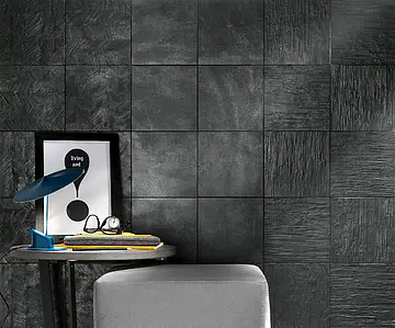 Background tile, Effect resin, Color black, Glazed porcelain stoneware, 20x20 cm, Finish matte