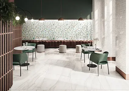 Grundflise, Farve hvid,med flere farver, Glaseret porcelænsstentøj, 60x120 cm, Overflade mat