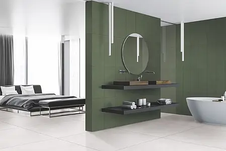 Background tile, Effect concrete, Color green, Glazed porcelain stoneware, 59.7x119.7 cm, Finish antislip