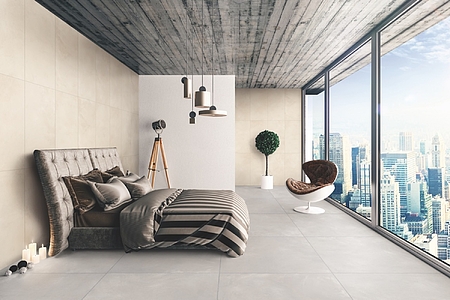 Background tile, Effect concrete, Color beige, Glazed porcelain stoneware, 59.7x119.7 cm, Finish antislip