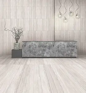 Background tile, Effect travertine, Color grey, Glazed porcelain stoneware, 59.7x119.7 cm, Finish antislip