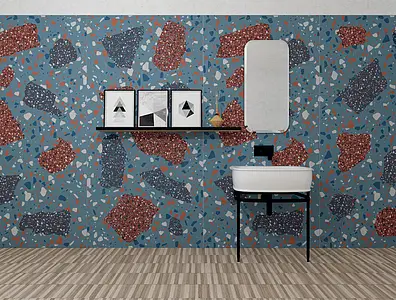 Effect terrazzo look, Kleur veelkleurige kleur, Stijl designer, Decoratief element, Ongeglazuurd porseleinen steengoed, 120x240 cm, Oppervlak mat