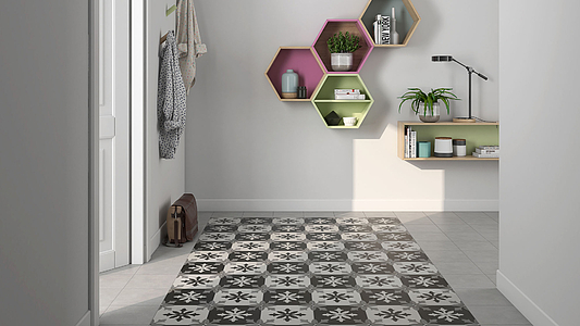 Art Porcelain Tiles produced by Pamesa, Concrete effect, faux encaustic tiles