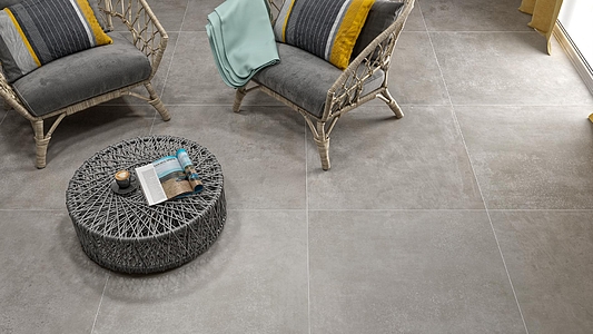 Background tile, Effect concrete, Color grey, Glazed porcelain stoneware, 90x90 cm, Finish Honed