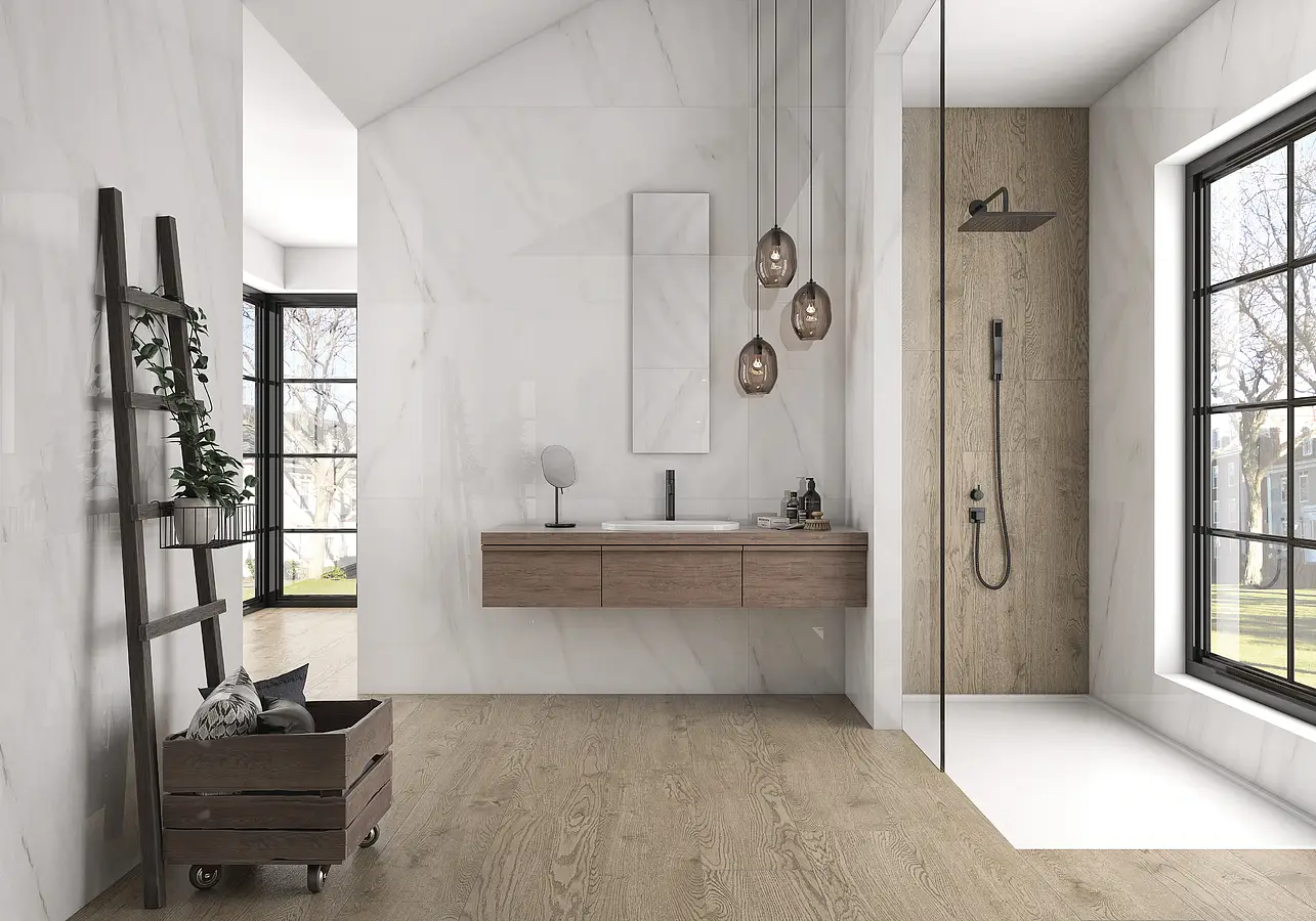 Background tile, Effect other marbles, Color white, Glazed porcelain stoneware, 60x120 cm, Finish polished