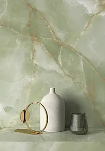 Background tile, Effect onyx, Color green, Glazed porcelain stoneware, 60x120 cm, Finish polished