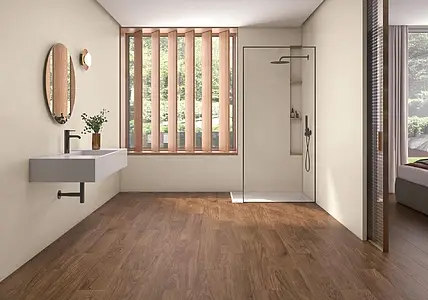 Background tile, Effect wood, Color brown, Glazed porcelain stoneware, 20x120 cm, Finish matte