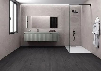 Background tile, Effect wood, Color black, Glazed porcelain stoneware, 20x120 cm, Finish matte