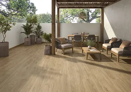 Background tile, Effect wood, Color brown, Glazed porcelain stoneware, 20x120 cm, Finish antislip