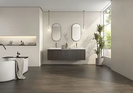 Background tile, Effect wood, Color brown, Glazed porcelain stoneware, 25x150 cm, Finish matte