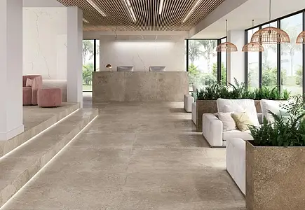 Background tile, Effect limestone, Color beige, Unglazed porcelain stoneware, 120x120 cm, Finish semi-polished