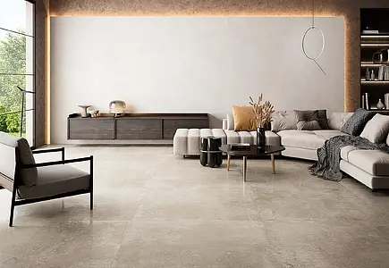 Background tile, Effect limestone, Color beige, Unglazed porcelain stoneware, 120x120 cm, Finish semi-polished