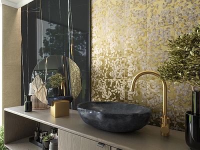 Background tile, Color yellow, Glazed porcelain stoneware, 20.4x20.4 cm, Finish glossy